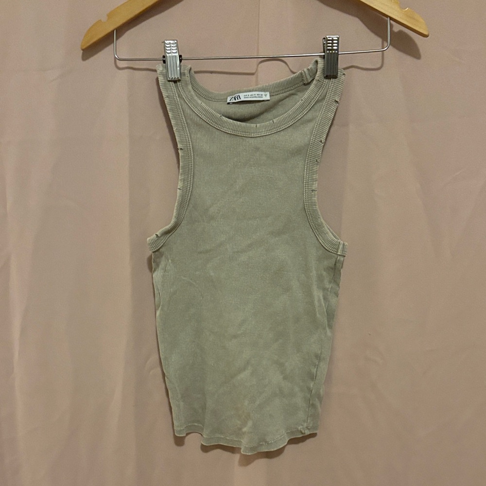 Zara Sage Green Sleeveless Top